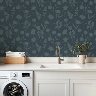 Gwyneth Blue Peel and Stick Wallpaper Laundry Room from Say Decor