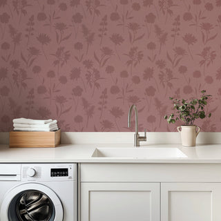 Gwyneth Pink Peel and Stick Wallpaper Laundry Room from Say Decor