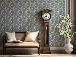 Cornelia blue Floral Peel and Stick Wallpaper living room from Say Decor