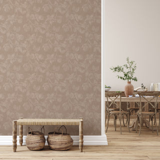 Taupe Orchard Peel and Stick Wallpaper Entryway from Say Decor