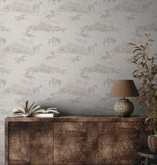 Greige Rook Horse Peel and Stick Wallpaper Decor from Say Decor