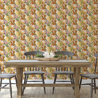 Gusteau Fruit and Vegetable Watercolor Peel and Stick Wallpaper Dining Room from Say Decor