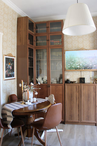 yellow botanical peel and stick wallpaper library from Loomwell Home Goods