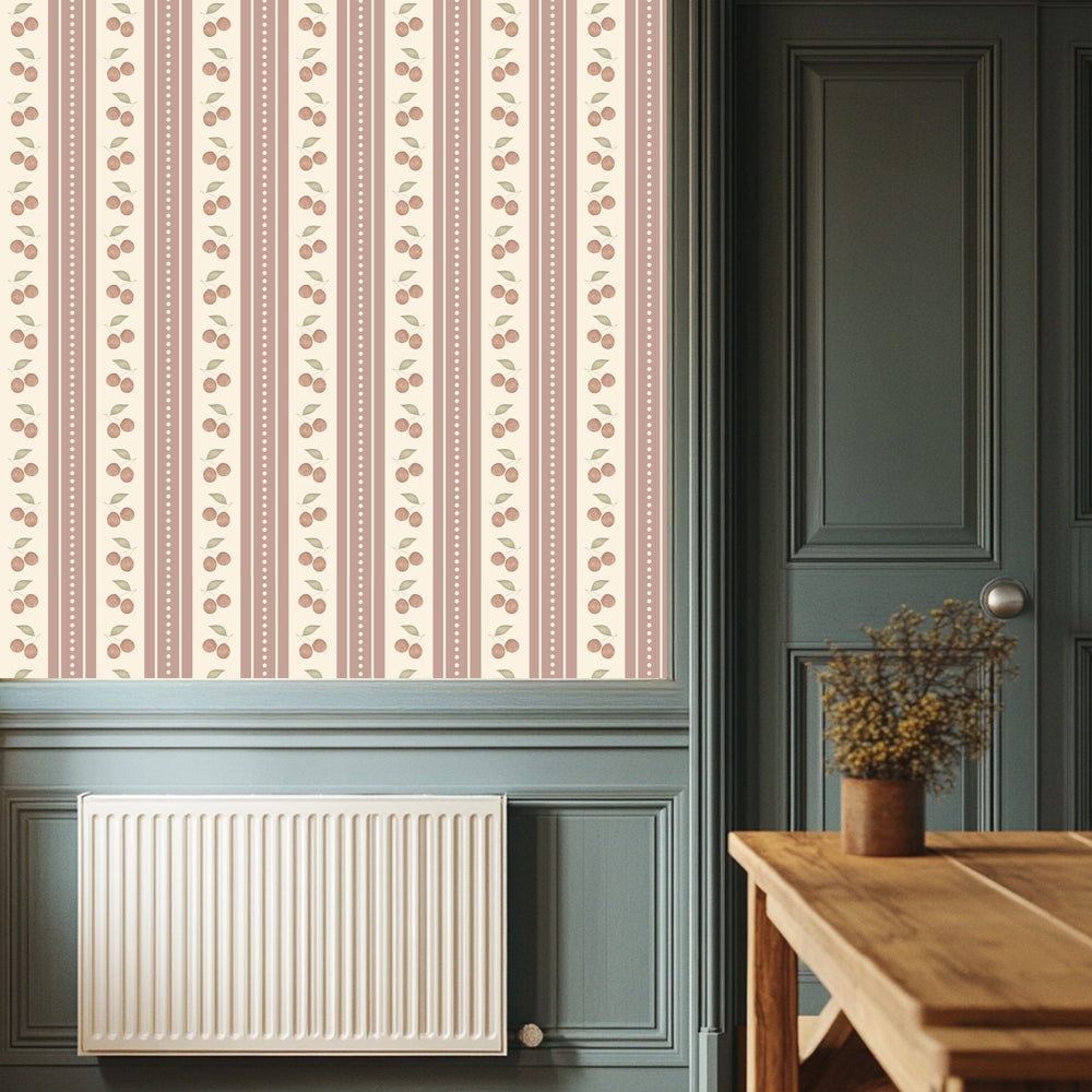 
                  
                    red cherry stripe peel and stick wallpaper kitchen from Loomwell Home Goods
                  
                