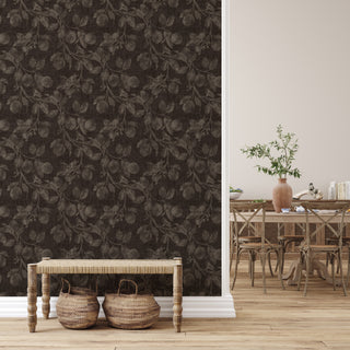 Black Orchard Peel and Stick Wallpaper Entryway from Say Decor