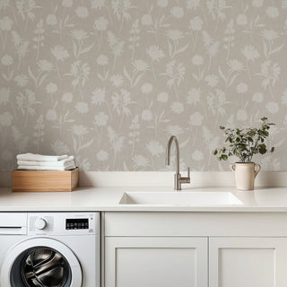Gwyneth Grey Peel and Stick Wallpaper Laundry Room from Say Decor