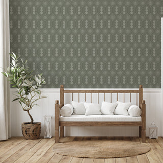 Holloway Floral Geometry green Peel and Stick Wallpaper living room from Say Decor