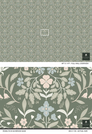 Riverpine Studio Saybrook Sage Roselyn Floral Wallpaper Scale at Say Decor