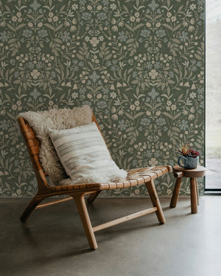 Riverpine Studio Saybrook Sage Roselyn Floral Wallpaper Chair at Say Decor