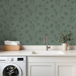 Gwyneth Green Peel and Stick Wallpaper Laundry Room from Say Decor