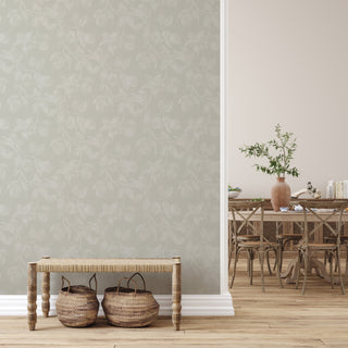 Light Grey Orchard Peel and Stick Wallpaper Foyer from Say Decor
