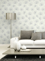 1302400 silver palm botanical wallpaper living room from the Black and White collection by Etten Gallerie