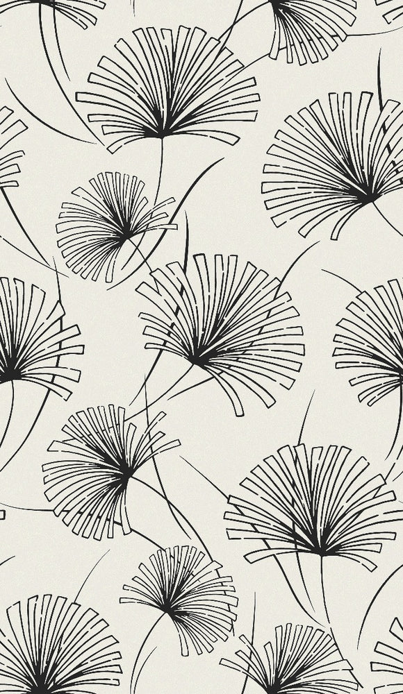 1302410 silver palm botanical wallpaper decor from the Black and White collection by Etten Gallerie