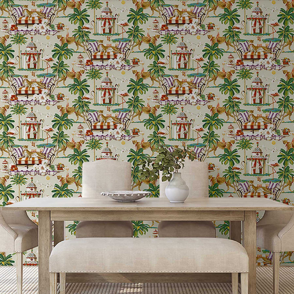 Leopard peel and stick wallpaper dining room 150130WR from Harrison Howard