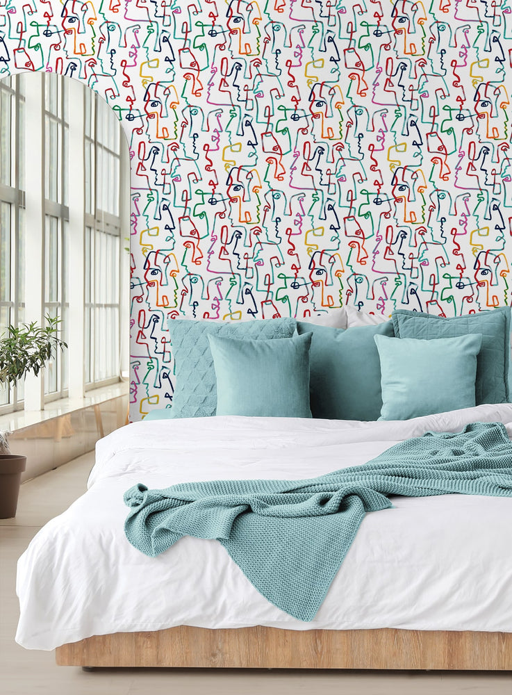 160012WR abstract peel and stick wallpaper bedroom from Surface Style