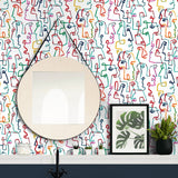 160012WR abstract peel and stick wallpaper bathroom from Surface Style