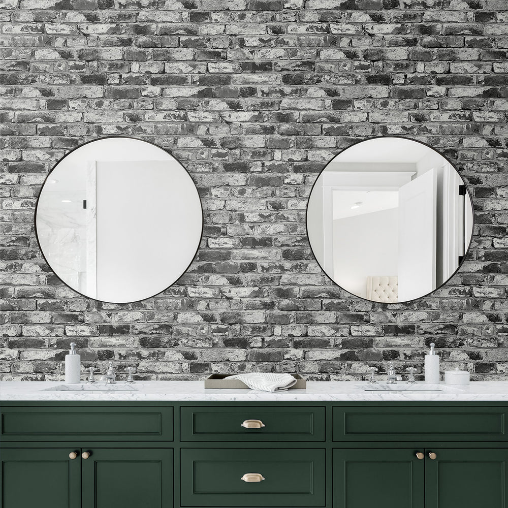 
                  
                    Faux brick peel and stick wallpaper bathroom 160052WR from Surface Style
                  
                