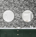 Faux brick peel and stick wallpaper bathroom 160052WR from Surface Style