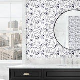 160060WR dog peel and stick wallpaper bathroom from Surface Style