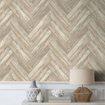Herringbone faux wood peel and stick wallpaper decor 160071WR from Surface Style