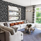 2231110 leaf trail glass bead wallpaper living room from the Essential Textures collection by Etten Gallerie