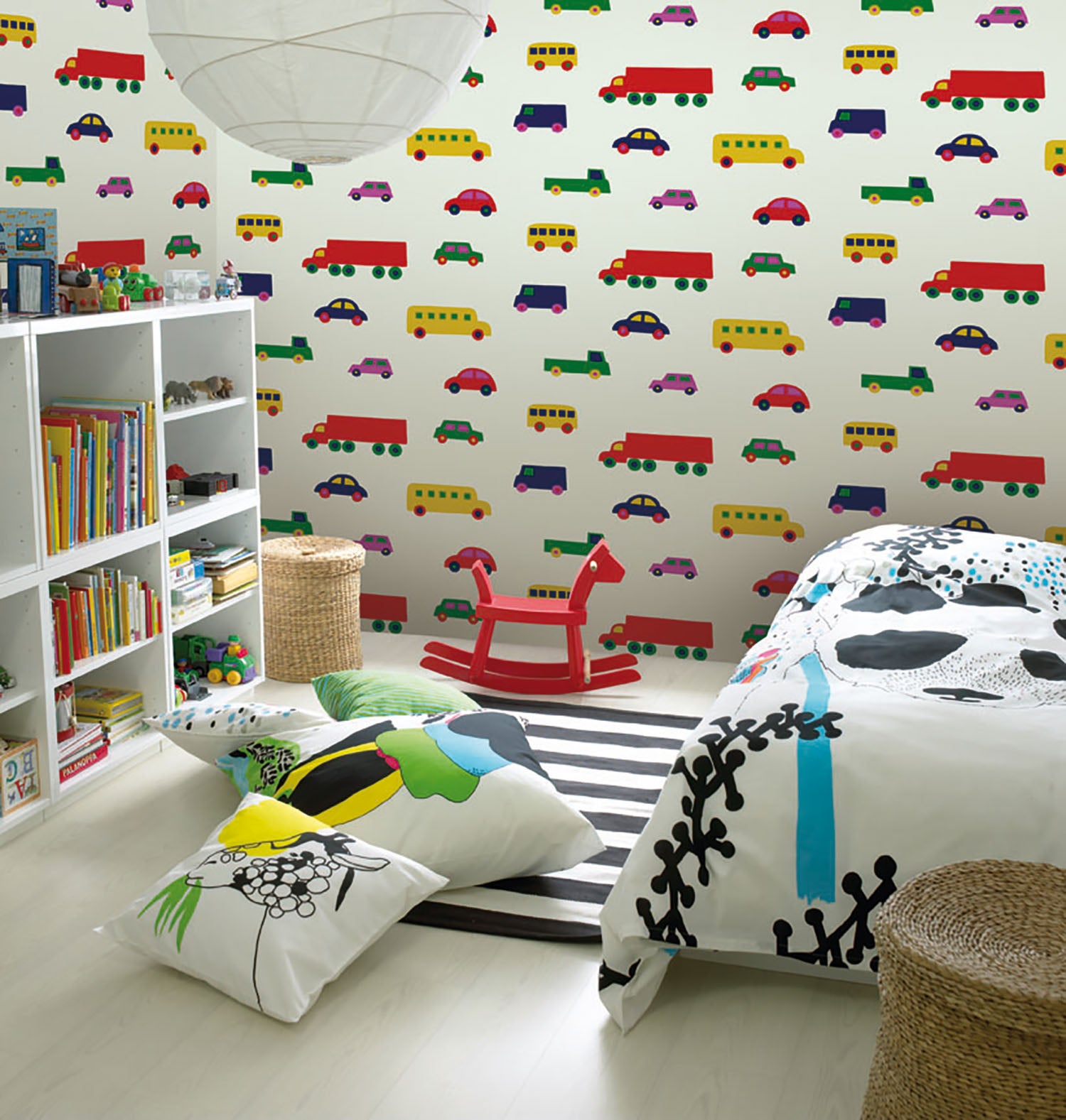 【新品】marimekko 車柄　BOBOO 110 5Y Marimekko Vol. 5 Boboo Kids Unpasted Wallpaper – Say Decor LLC