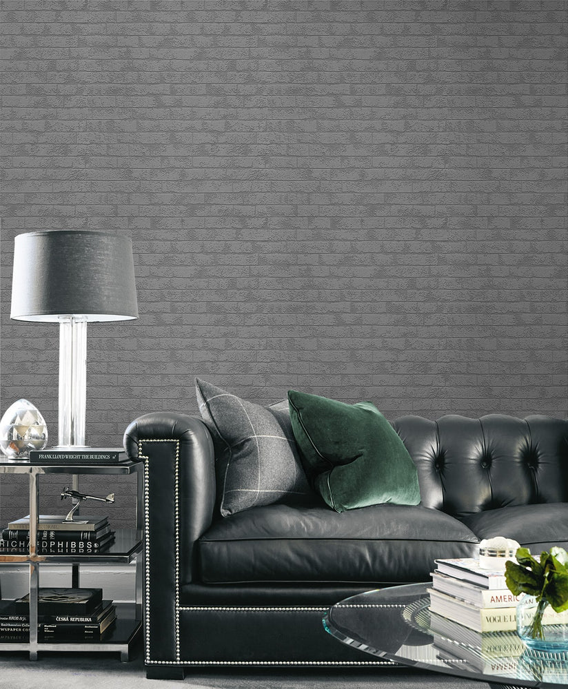 5372-10 faux brick paintable wallpaper living room from the RollOver collection by Erismann