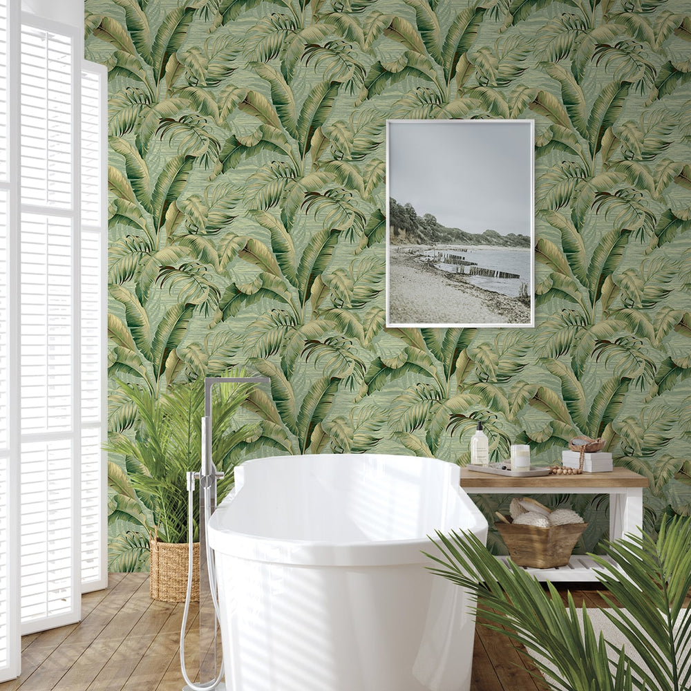 
                  
                    Palm leaf peel and stick wallpaper bathroom  802800WR from Tommy Bahama Home
                  
                