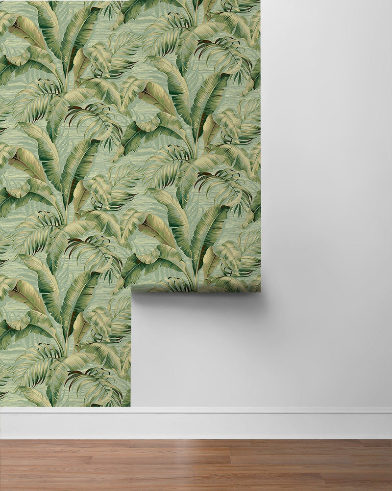 Palm leaf peel and stick wallpaper roll 802800WR from Tommy Bahama Home