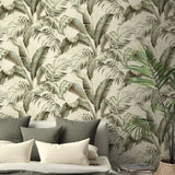 Palm leaf peel and stick wallpaper bedroom 802801WR from Tommy Bahama Home