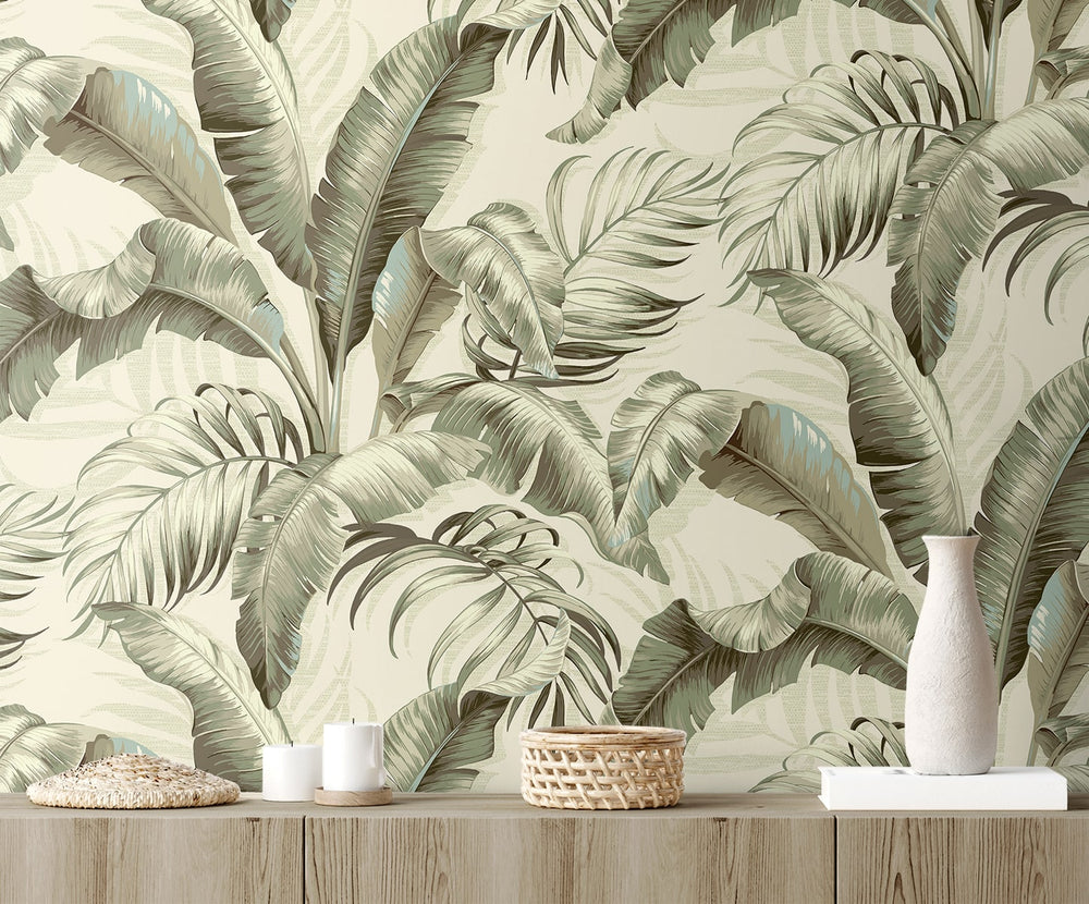 Palm leaf peel and stick wallpaper decor 802801WR from Tommy Bahama Home