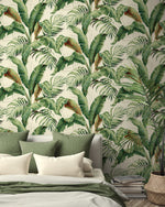 Palm leaf peel and stick wallpaper bedroom 802802WR from Tommy Bahama Home