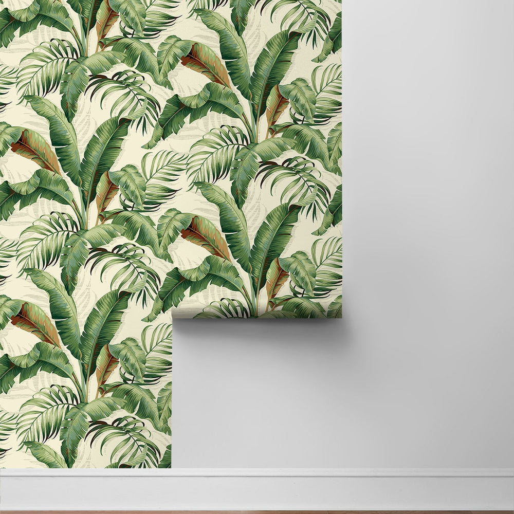 
                  
                    Palm leaf peel and stick wallpaper roll 802802WR from Tommy Bahama Home
                  
                