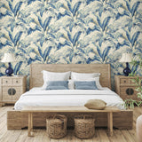 Palm leaf peel and stick wallpaper bedroom 802803WR from Tommy Bahama Home