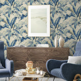 Palm leaf peel and stick wallpaper living room 802803WR from Tommy Bahama Home