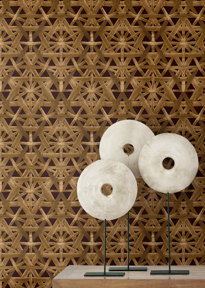 Rattan peel and stick geometric wallpaper decor 802821WR from Tommy Bahama Home