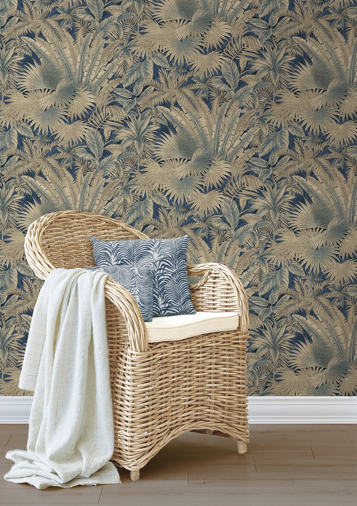 802830WR palm leaf peel and stick wallpaper accent from Tommy Bahama Home