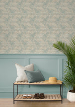 802840WR palm leaf peel and stick wallpaper entryway from Tommy Bahama Home