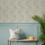 802840WR palm leaf peel and stick wallpaper entryway from Tommy Bahama Home