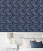 802841WR palm leaf peel and stick wallpaper bedroom from Tommy Bahama Home