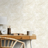  802842WR palm leaf peel and stick wallpaper desk from Tommy Bahama Home