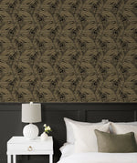 802843WR palm leaf peel and stick wallpaper bedroom from Tommy Bahama Home