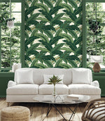 Palm leaf peel and stick wallpaper family room 802850WR from Tommy Bahama Home