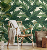 Palm leaf peel and stick wallpaper accent 802850WR from Tommy Bahama Home