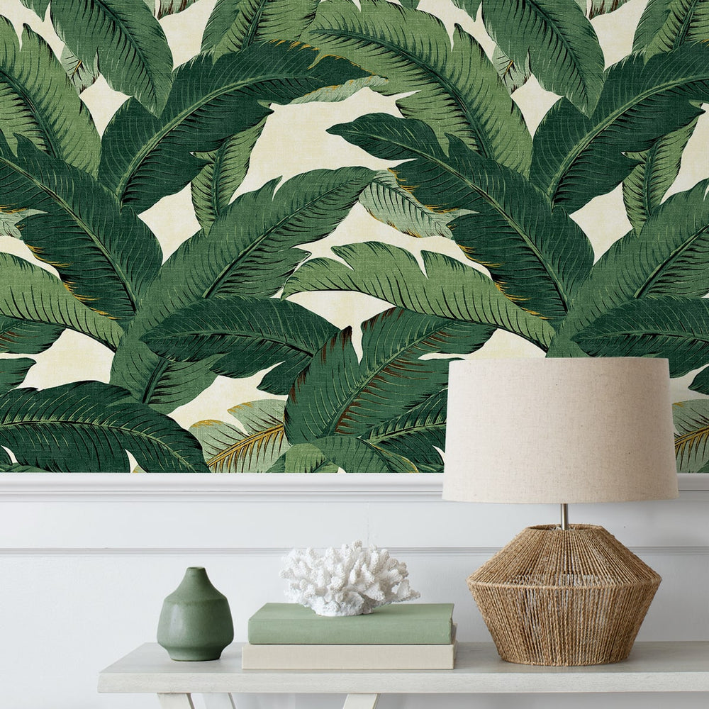 
                  
                    Palm leaf peel and stick wallpaper coastal 802850WR from Tommy Bahama Home
                  
                