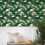 Palm leaf peel and stick wallpaper decor 802850WR from Tommy Bahama Home