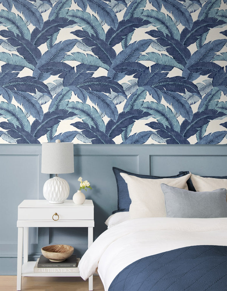 Palm leaf peel and stick wallpaper bedroom 802851WR from Tommy Bahama Home