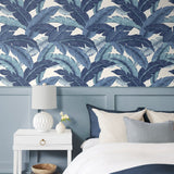 Palm leaf peel and stick wallpaper bedroom 802851WR from Tommy Bahama Home