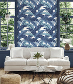 Palm leaf peel and stick wallpaper living room 802851WR from Tommy Bahama Home