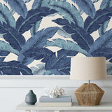 Palm leaf peel and stick wallpaper accent 802851WR from Tommy Bahama Home